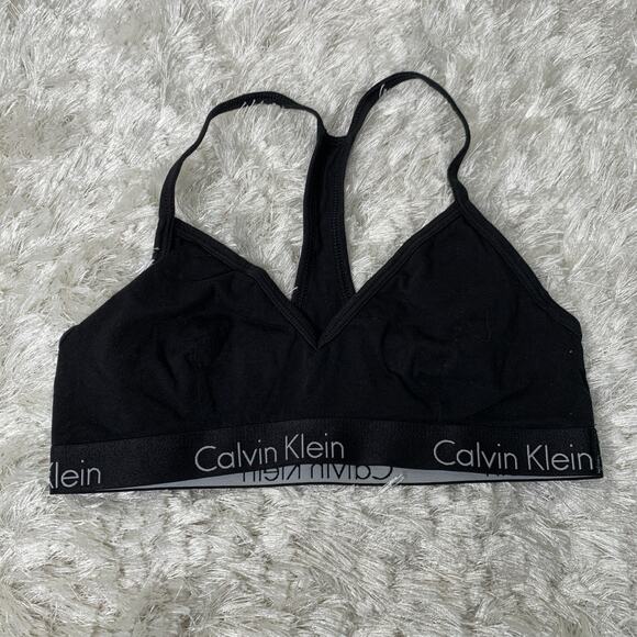 Calvin Klein Black Racerback Cotton Bra Bralette Logo ? Sz XS
W1-7 - Picture 1 of 5